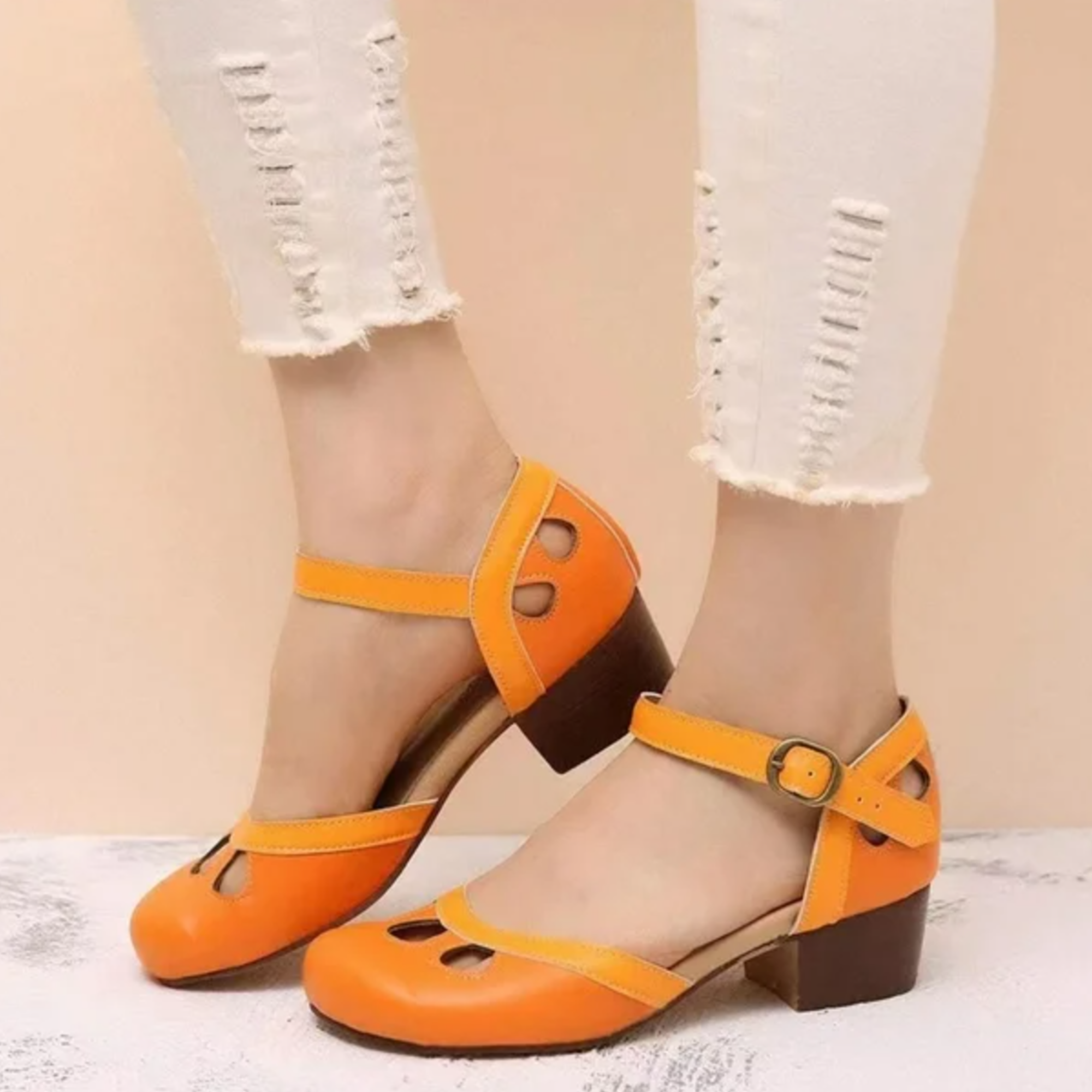 Colombe Whitfield | Green Orthopedic Low-Heeled Sandals for Women