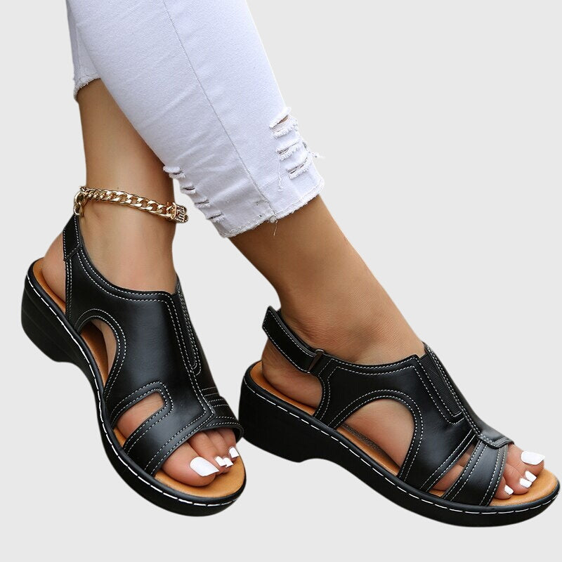 Claudine Beausoleil | Brown Wedge Orthopedic Sandals