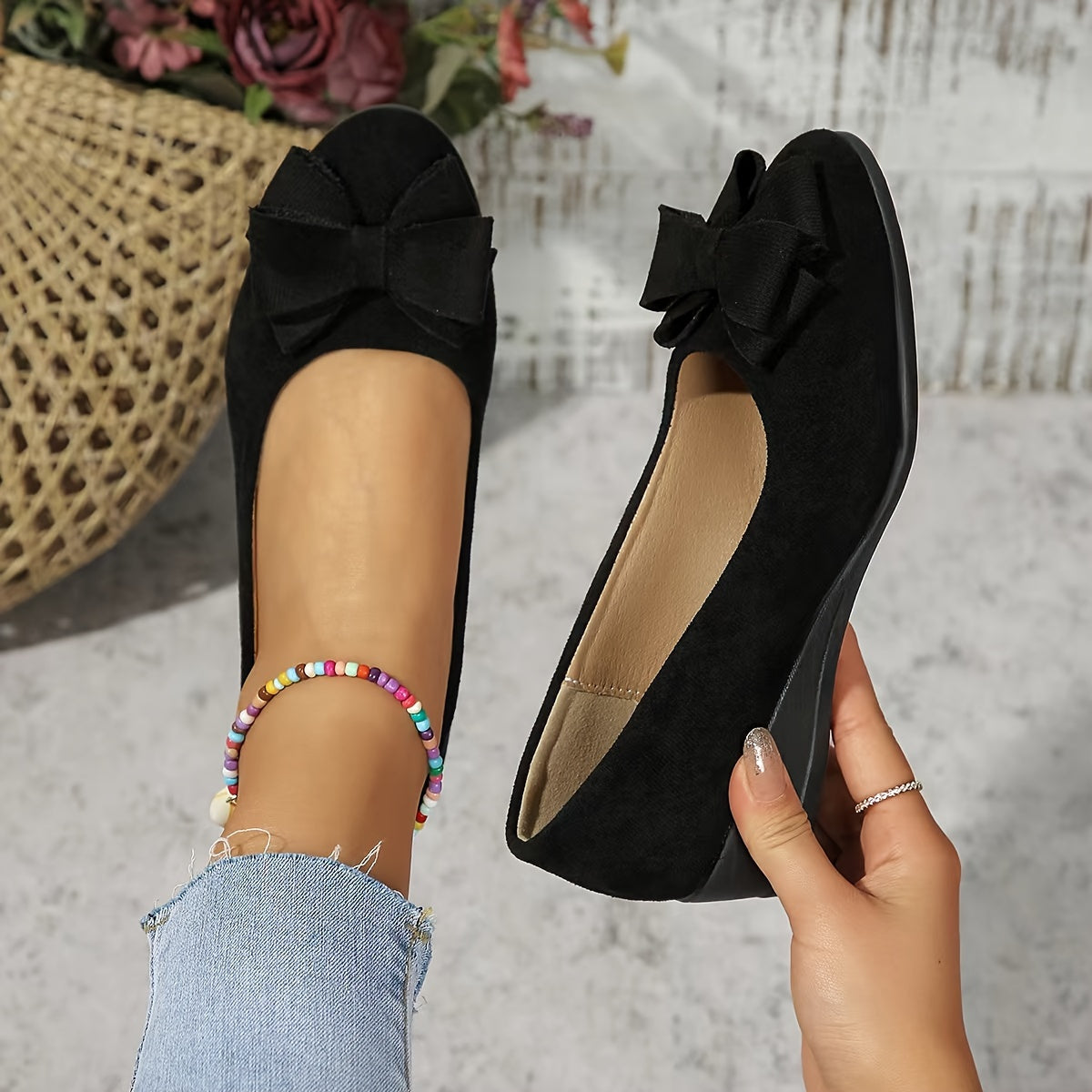 Amélie Saintjour | Grey Bow Detail Orthopedic Ballet Flats