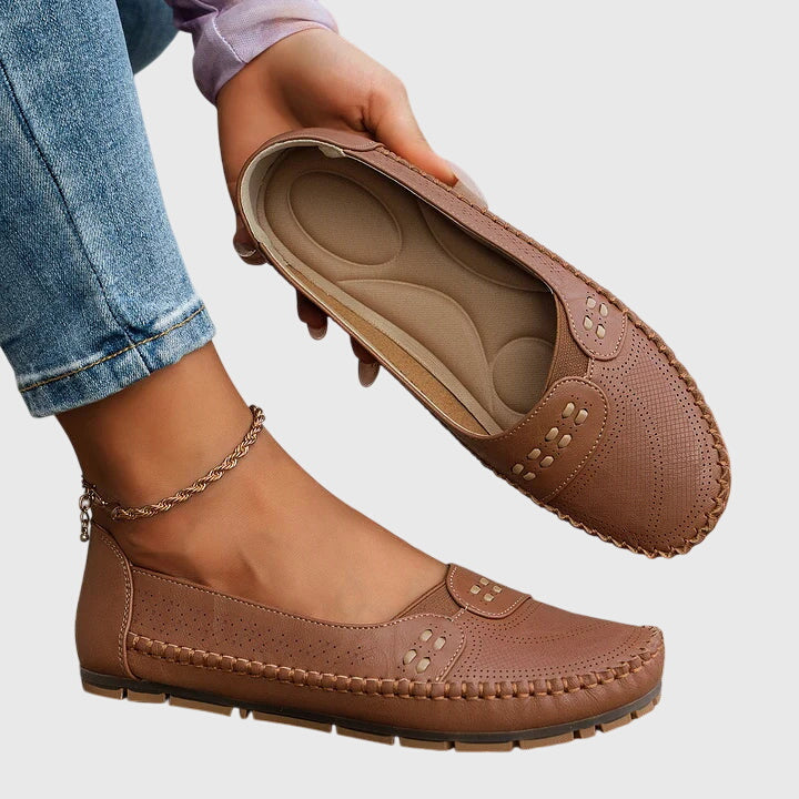 Margeline Devoncourt | Beige Orthopedic Slip-On Flats