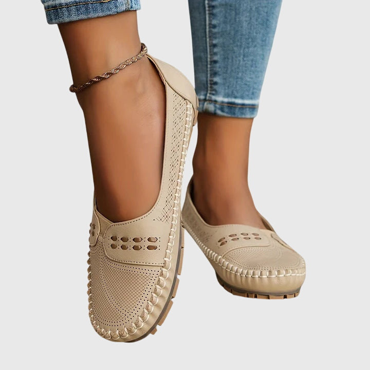 Margeline Devoncourt | Beige Orthopedic Slip-On Flats