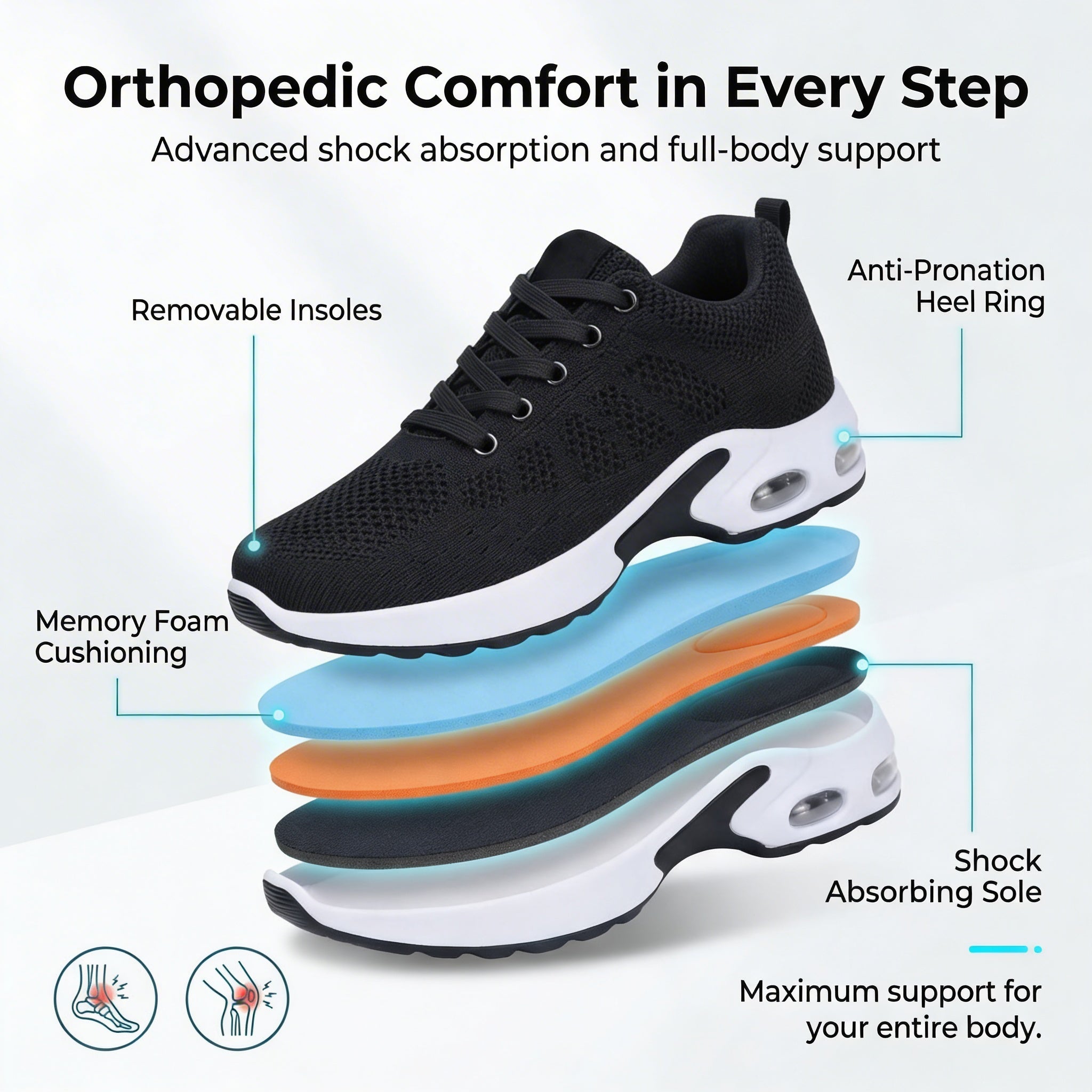 OrthoFOX™ | Men's Orthopedic Air Cushion Shoes for Plantar Fasciitis & All-Day Pain Relief