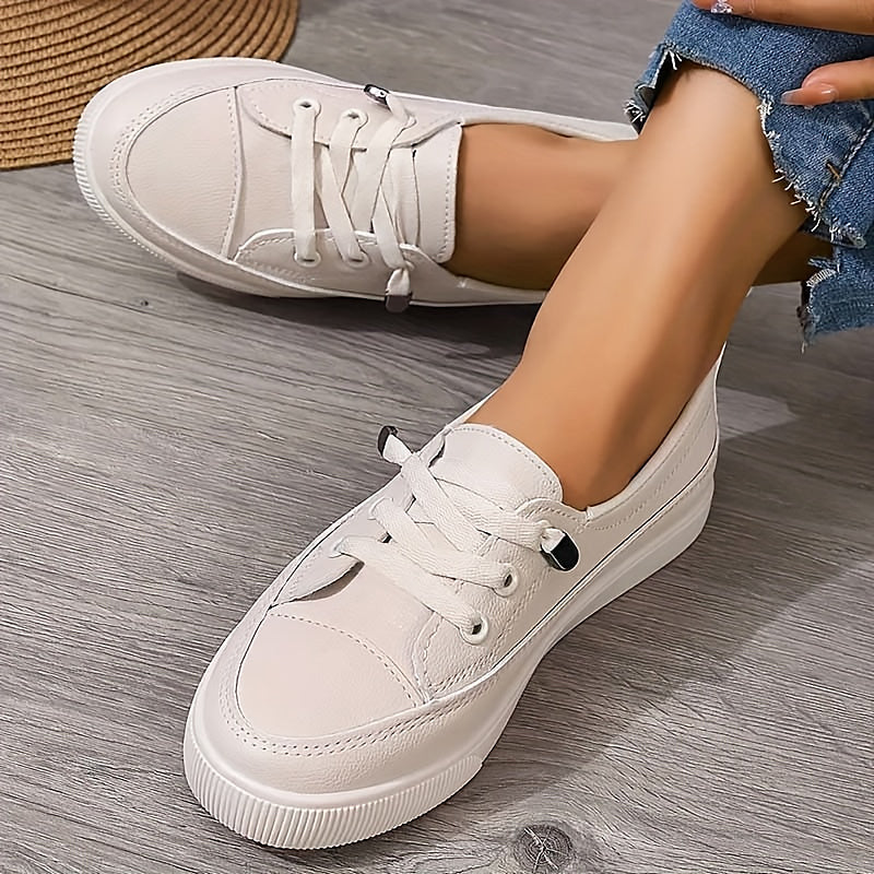 Elara Thornvik | White Lace-Up Orthopedic Sneakers for Women