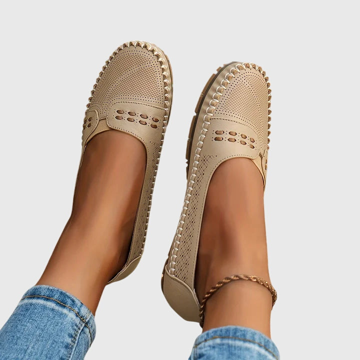 Margeline Devoncourt | Beige Orthopedic Slip-On Flats