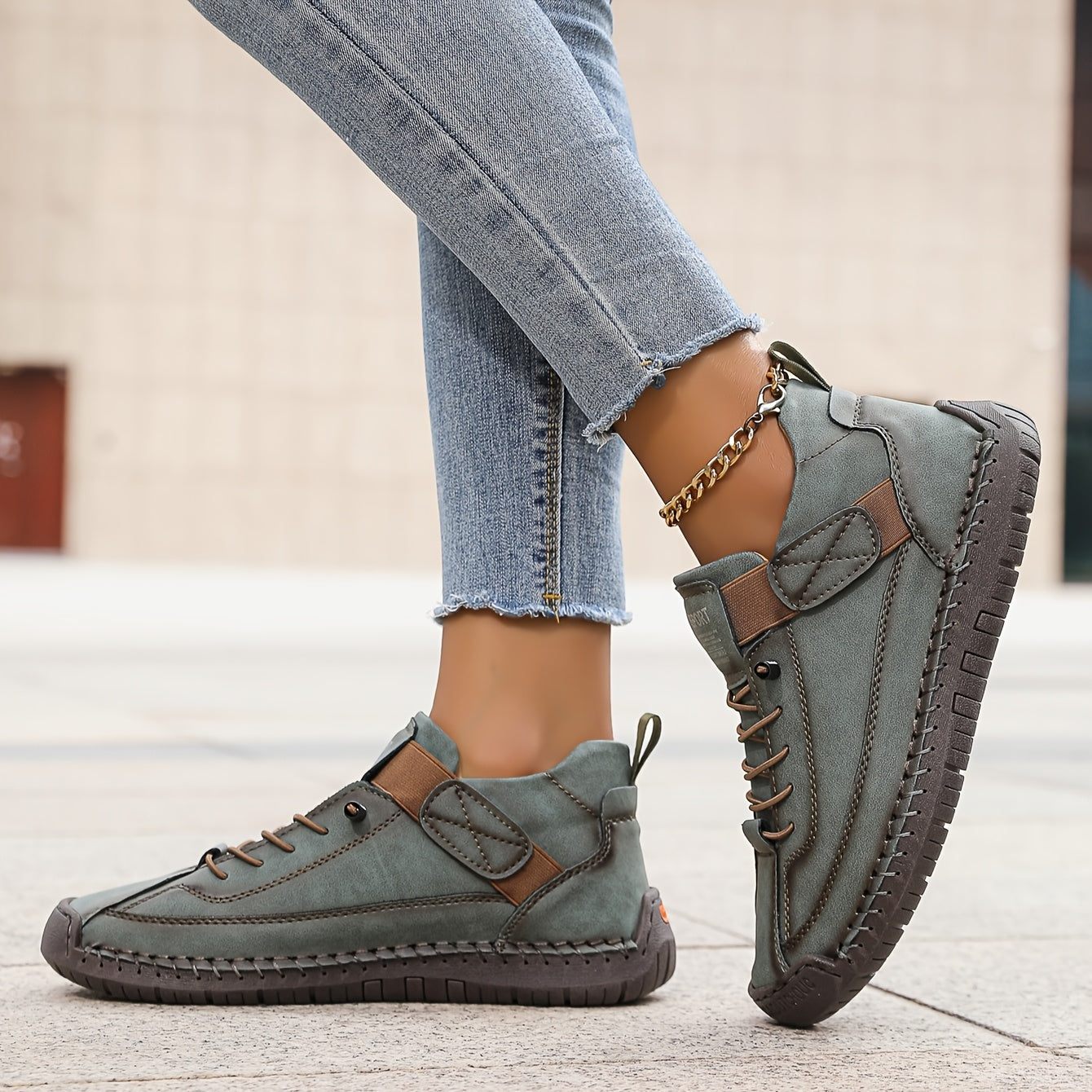 Marguerite Hollowell | Orthopedic Comfort Sneakers in Sage Green