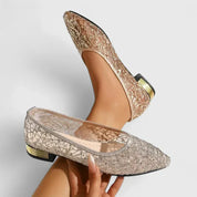 Cecilia Vanbright | Gold Lace Orthopedic Flat Loafers