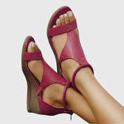 Sylvette Dargonne | Rose Wedge Orthopedic Leather Sandals