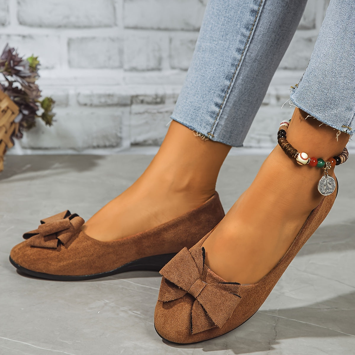 Amélie Saintjour | Grey Bow Detail Orthopedic Ballet Flats