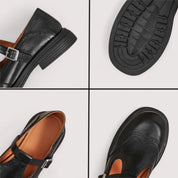 Beatrix Fontenelle | Orthopedic Brogue Mary Jane Flats in Brown Leather