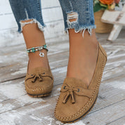 Natascha Veldkamp | Navy Blue Suede Bow-Detail Loafers