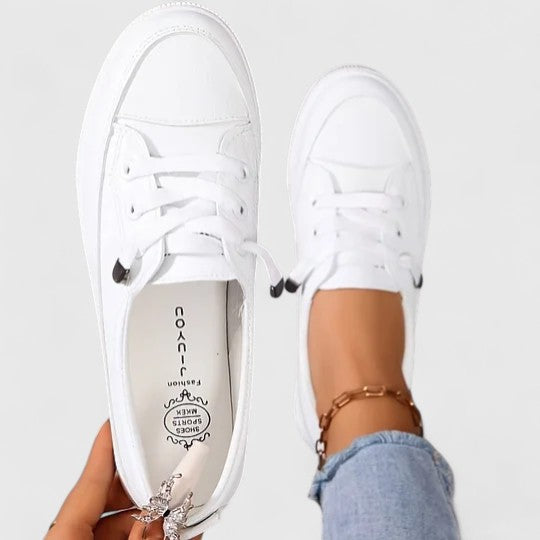Clarette Wyndmore | White Lace-Up Orthopedic Sneakers