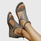 Sylvette Dargonne | Rose Wedge Orthopedic Leather Sandals