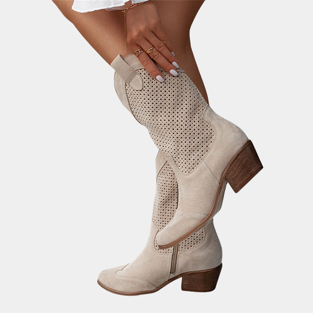 Marianna Delcorte | White Orthopedic Cowboy Boots with Perforated Detail