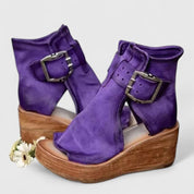 Florentine Veltri | Brown Leather Wedge Buckle orthopedic-inspired Boots