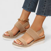 Nadine Thorvaldsen | Black Espadrille Wedge Orthopedic Sandals