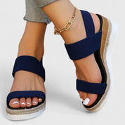 Nadine Thorvaldsen | Black Espadrille Wedge Orthopedic Sandals