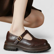 Cecilia Thornton | Orthopedic Brown T-Strap Mary Jane Flats
