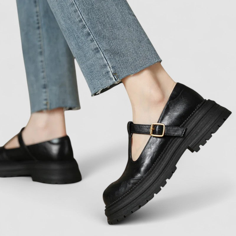 Cecilia Thornton | Orthopedic Brown T-Strap Mary Jane Flats