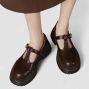 Cecilia Thornton | Orthopedic Brown T-Strap Mary Jane Flats