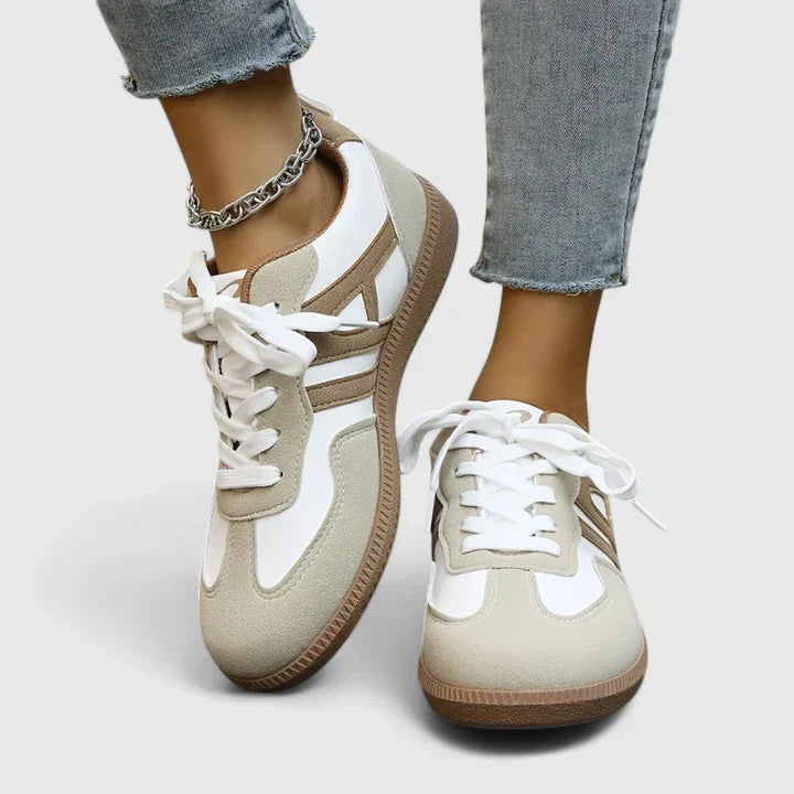 Sigrid Halvorsen | Orthopedic Lace-Up Sneakers in Beige & White