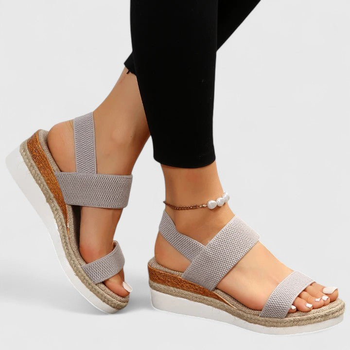 Nadine Thorvaldsen | Black Espadrille Wedge Orthopedic Sandals