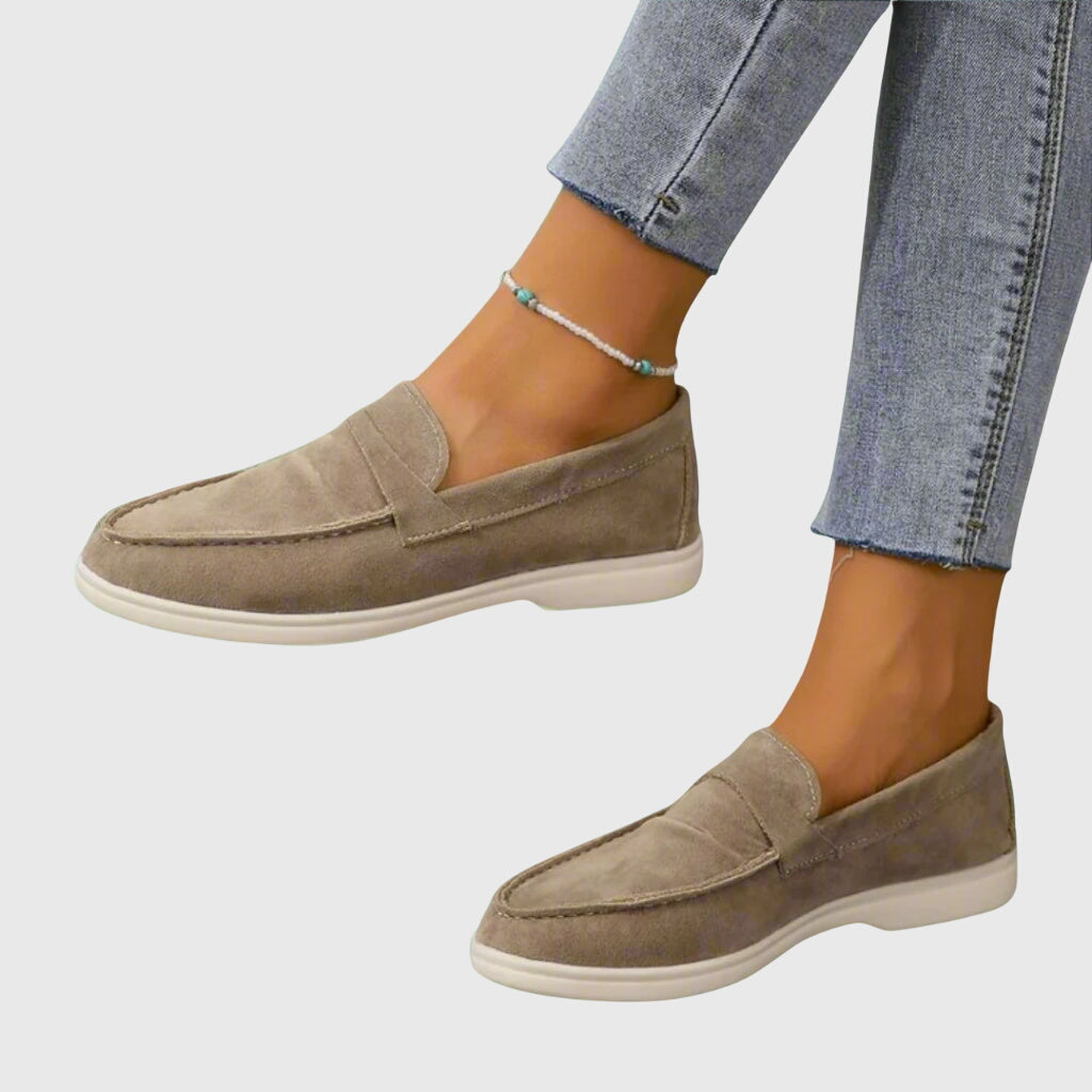 Marguerite Fenton | Orthopedic Suede Loafers in Beige