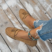 Natascha Veldkamp | Navy Blue Suede Bow-Detail Loafers