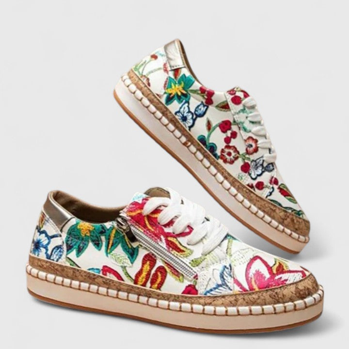 Petra Blommenstein | Floral Print Cork Platform Sneakers