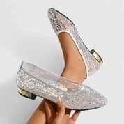 Cecilia Vanbright | Gold Lace Orthopedic Flat Loafers