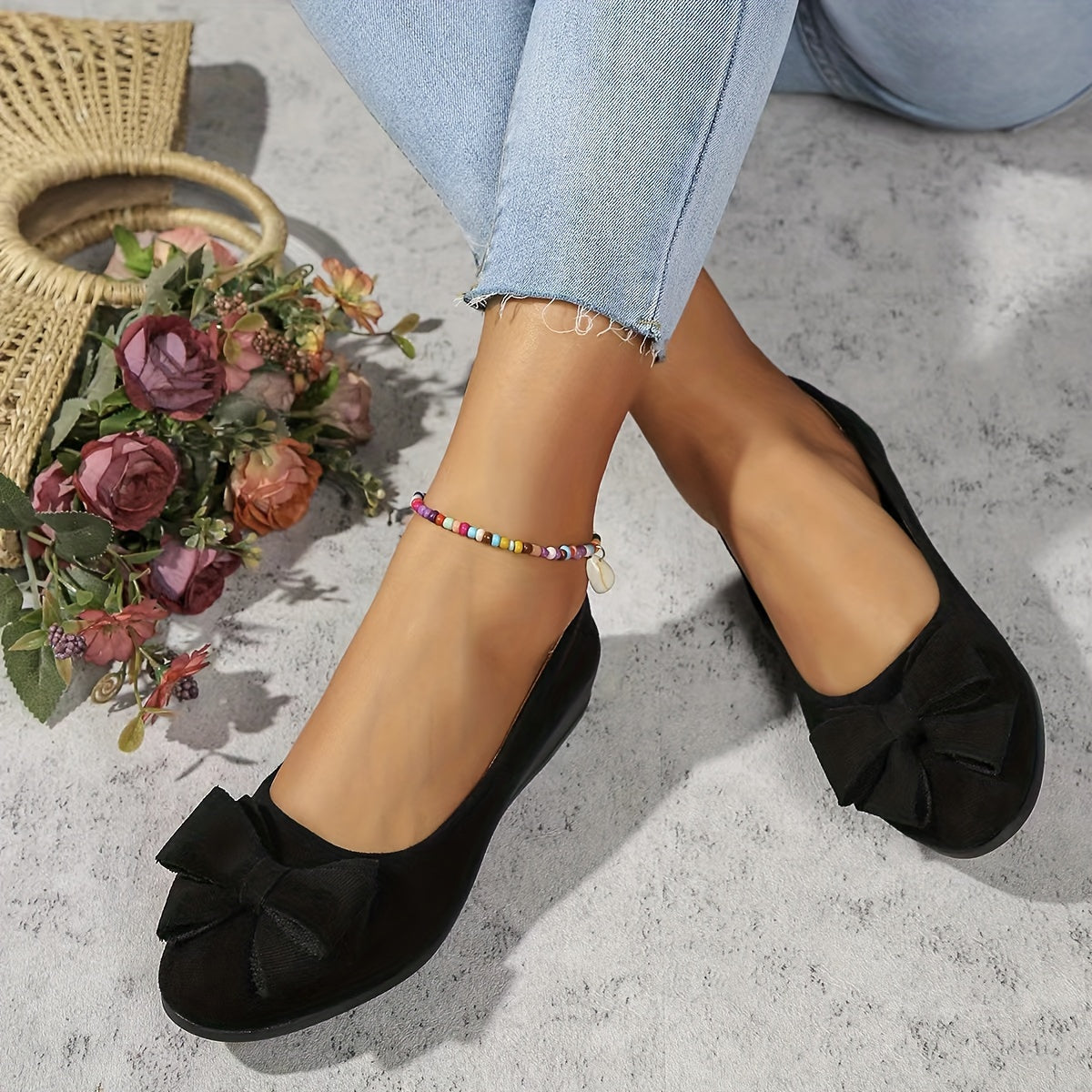 Amélie Saintjour | Grey Bow Detail Orthopedic Ballet Flats