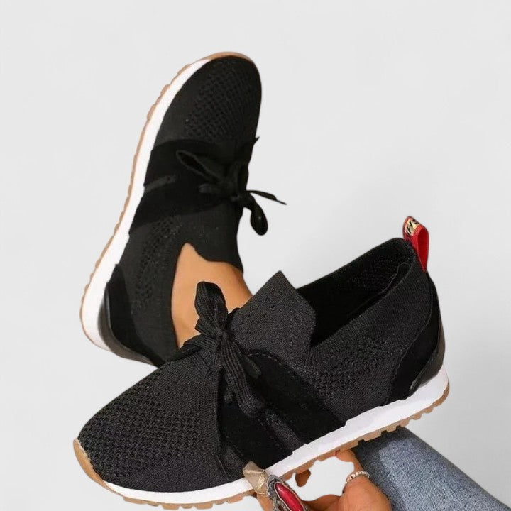 Harriet Duncliffe | Black Knit Lace-Up Orthopedic Sneaker