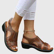 Claudine Beausoleil | Brown Wedge Orthopedic Sandals