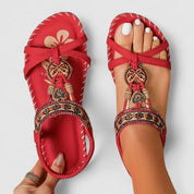 Ingeborg Halvorsdóttir | Red Boho Orthopedic Flat Sandals