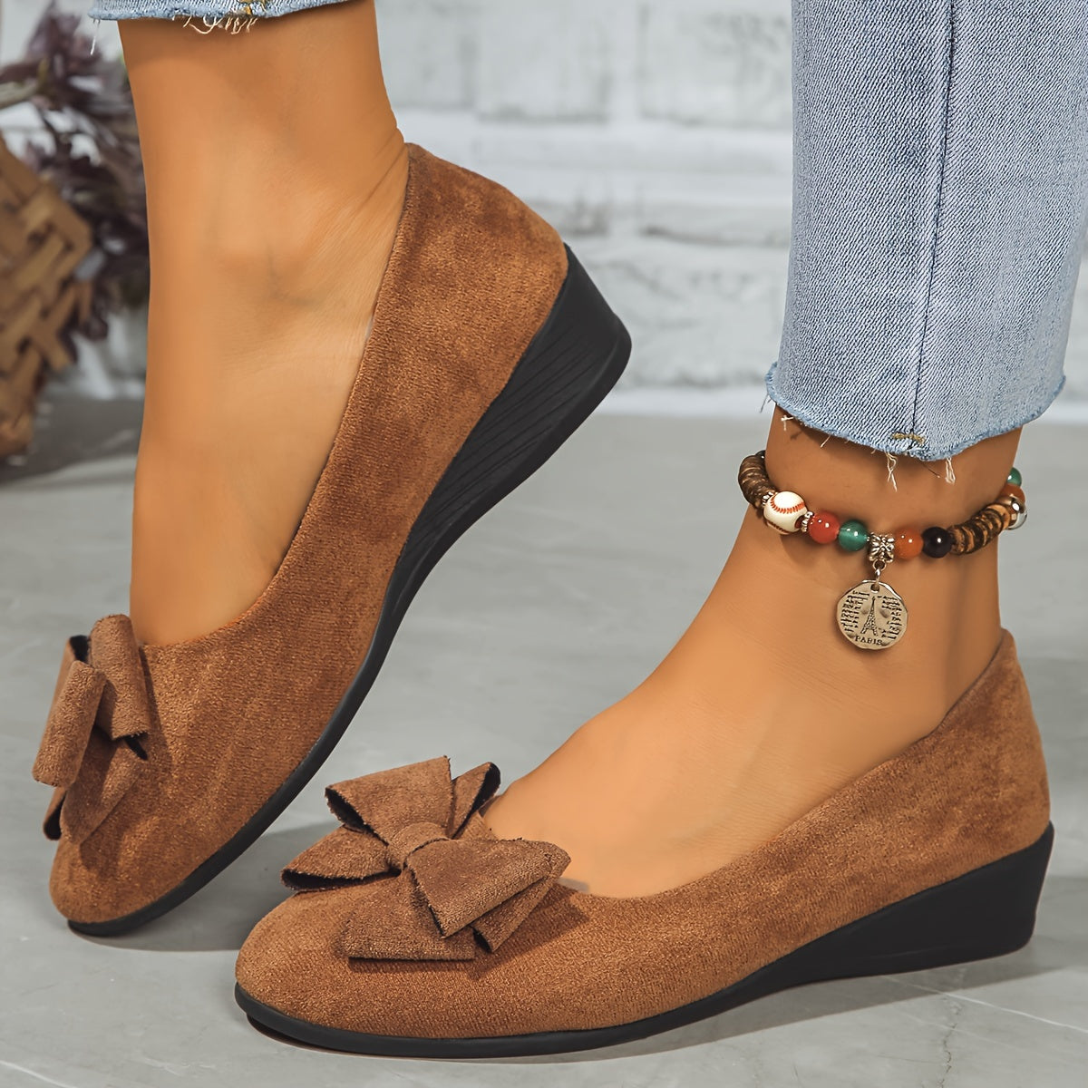 Amélie Saintjour | Grey Bow Detail Orthopedic Ballet Flats