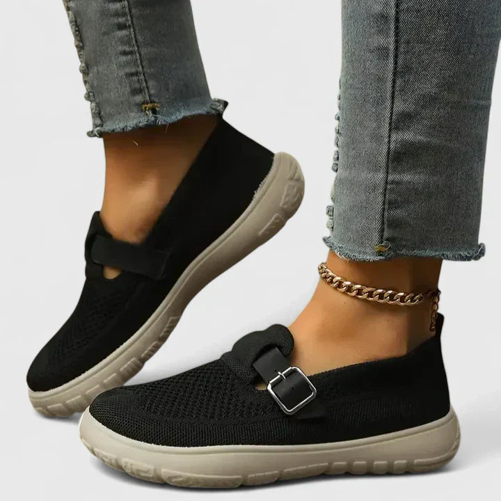 Svenja Holmberg | Black Orthopedic Buckle Loafer Flat