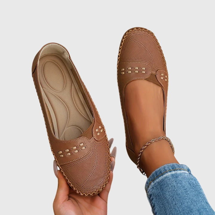 Margeline Devoncourt | Beige Orthopedic Slip-On Flats
