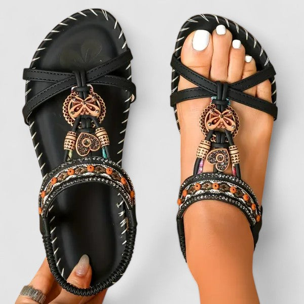 Ingeborg Halvorsdóttir | Red Boho Orthopedic Flat Sandals
