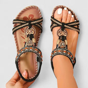 Ingeborg Halvorsdóttir | Red Boho Orthopedic Flat Sandals