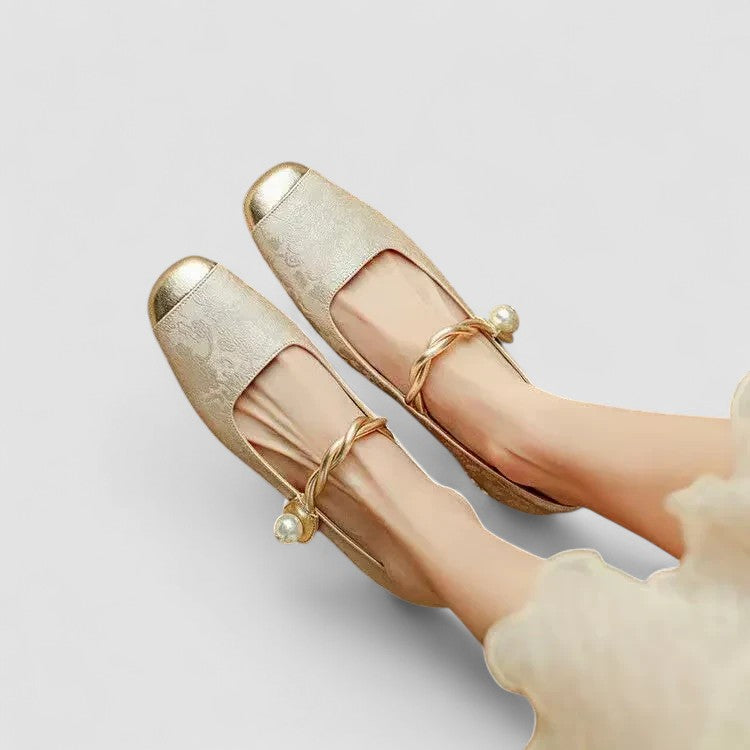 Rosalind Mercer | Green Crystal Heel Mary Jane Low Heels