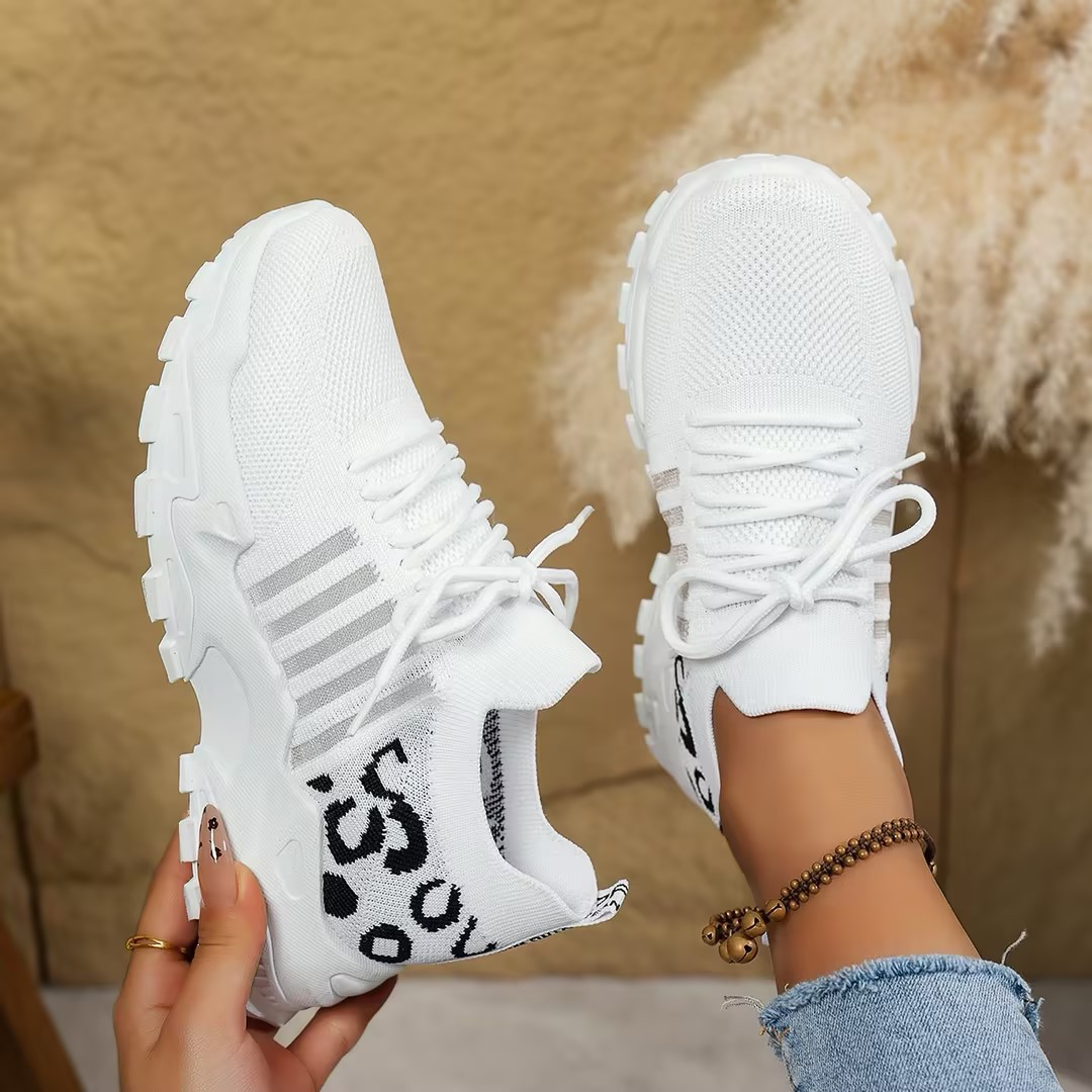 Nadia Holmgren | Beige Mesh Platform Sneakers with Orthopedic Support