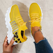 Nadia Holmgren | Beige Mesh Platform Sneakers with Orthopedic Support