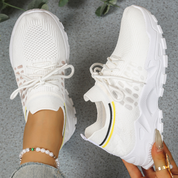Nadia Holmgren | Beige Mesh Platform Sneakers with Orthopedic Support