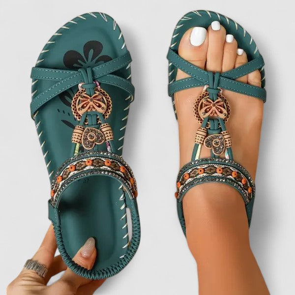 Ingeborg Halvorsdóttir | Red Boho Orthopedic Flat Sandals