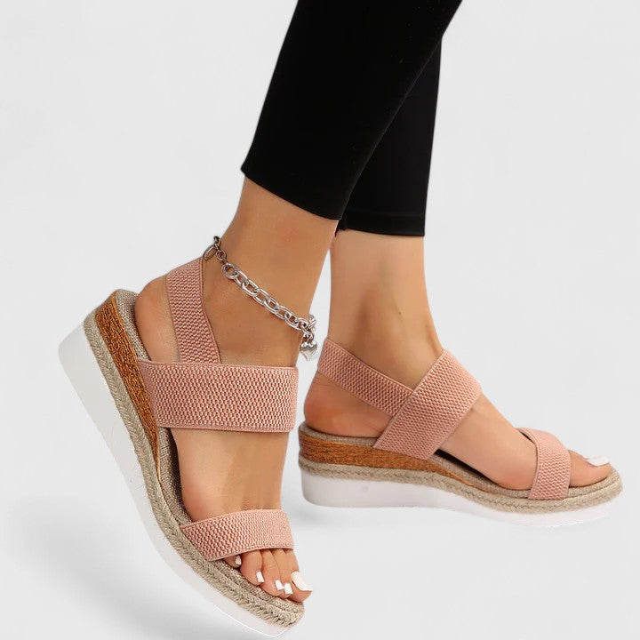 Nadine Thorvaldsen | Black Espadrille Wedge Orthopedic Sandals