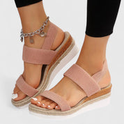 Nadine Thorvaldsen | Black Espadrille Wedge Orthopedic Sandals