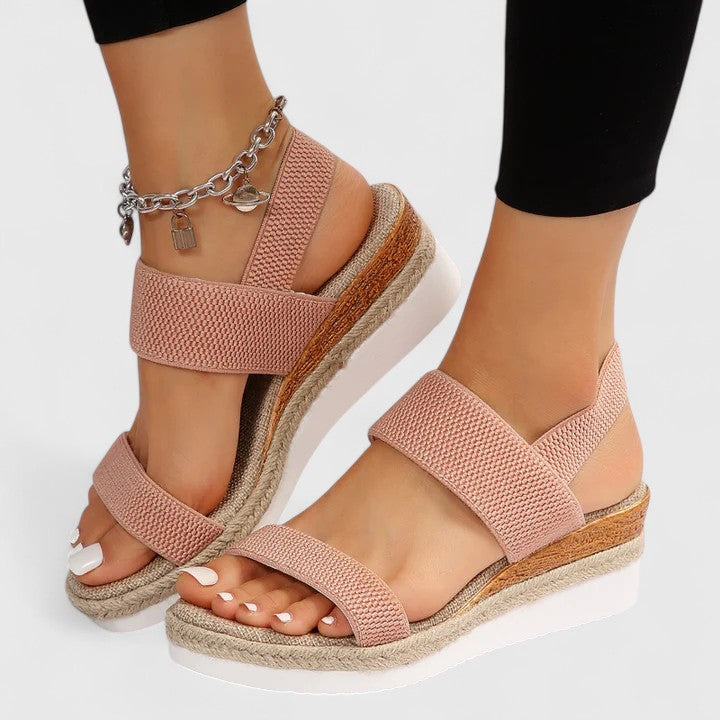 Nadine Thorvaldsen | Black Espadrille Wedge Orthopedic Sandals